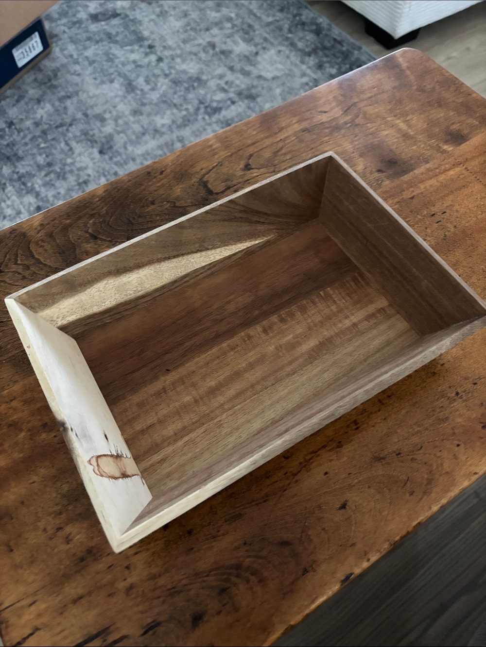 Rustic Farmhouse Natural Wood Tray Brown Wooden Organizer Cottagecore